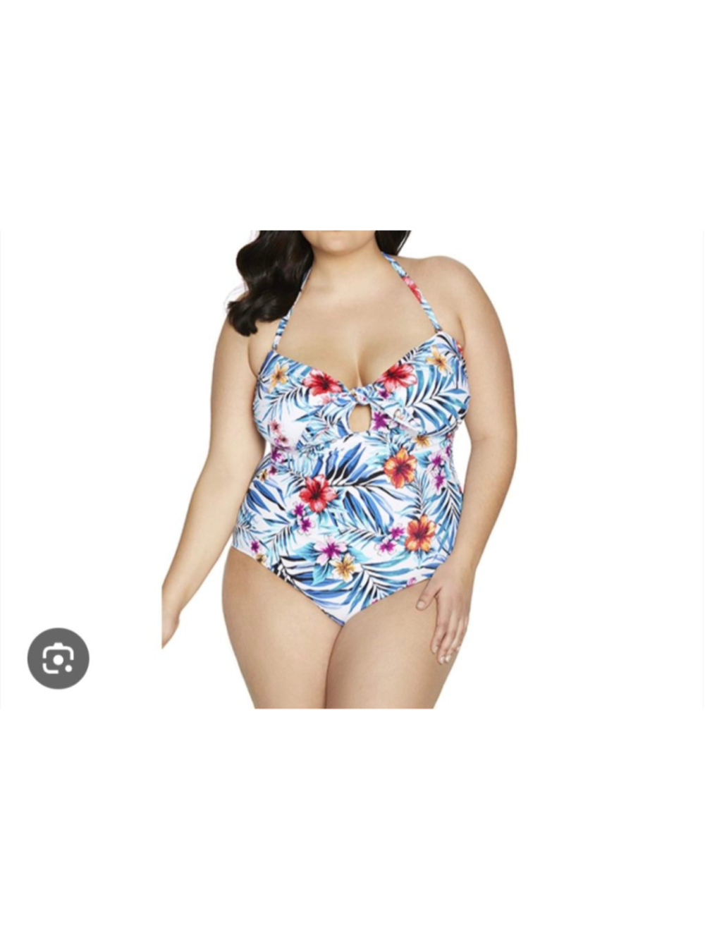 Time and Tru One Piece Swimsuit 3X White Blue Floral Tropical resortcore